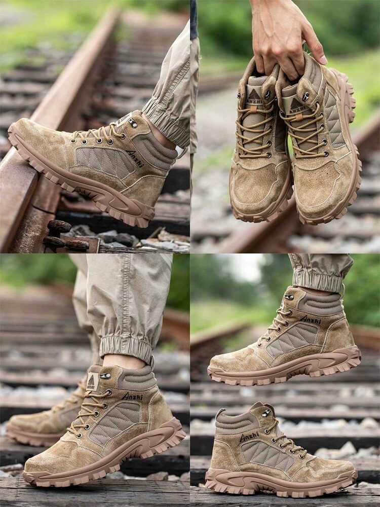 GERMAN IMPORTED LABOR PROTECTION SHOES MENS ANTI-SMASHING ANTI-PUNCTURE WEAR-RESISTANT TAPE STEEL PLATE HIGH-TOP CONSTRUCTION SITE WORK WEAR-RESISTANT MILITARY STYLE