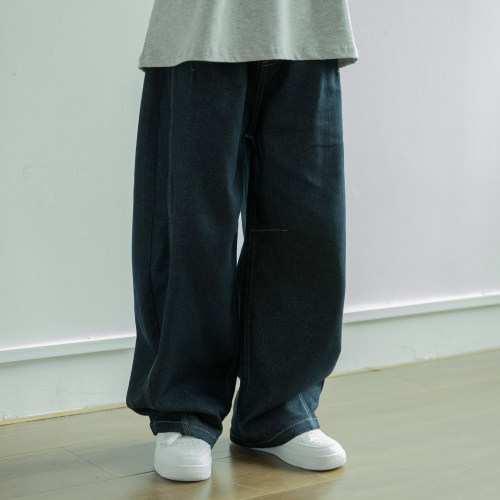 儿童牛仔裤男童2026新款春秋弯刀长裤中大童宽松裤子青少年直筒裤