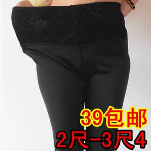 秋冬大码300克滑面加绒打底裤高腰保暖裤加肥薄款棉裤胖MM光面616