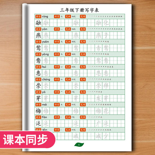 人教版1-6年级写字表同步练字帖