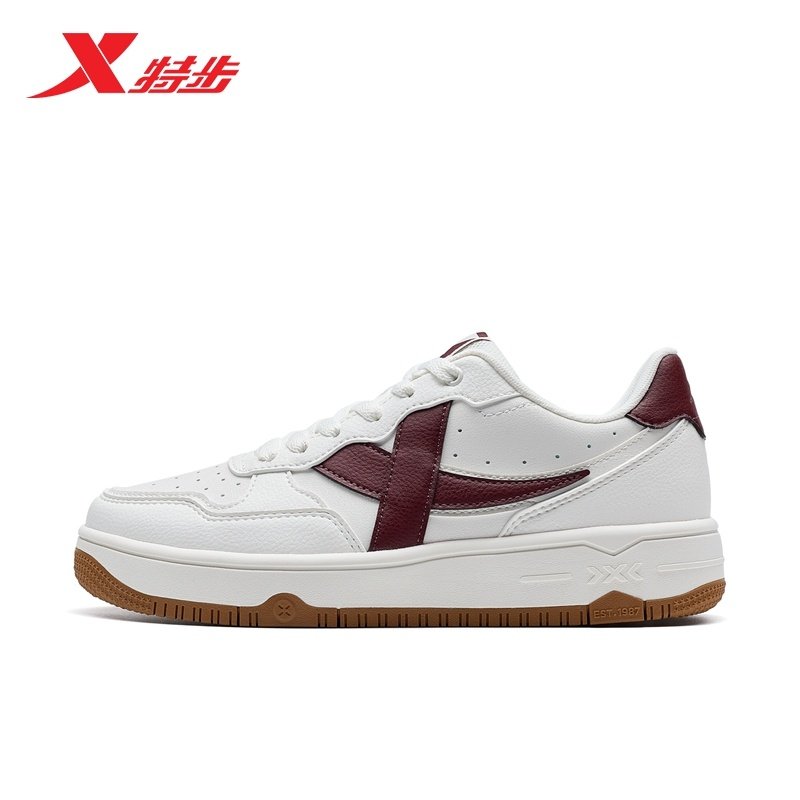 特步女板鞋2025春夏新款厚底休闲鞋增高小白鞋运动鞋女鞋平底鞋子