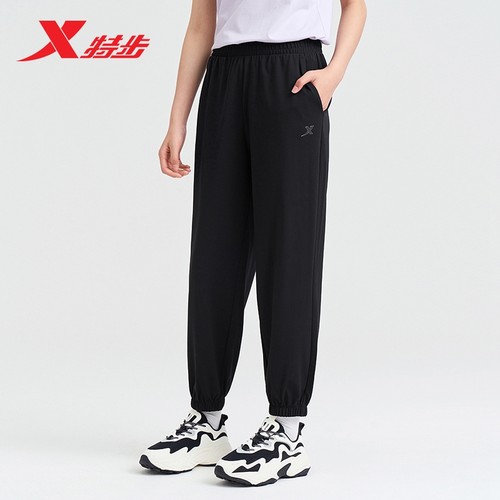 特步运动裤2025秋冬官方新款休闲运动女子针织长裤976228840067