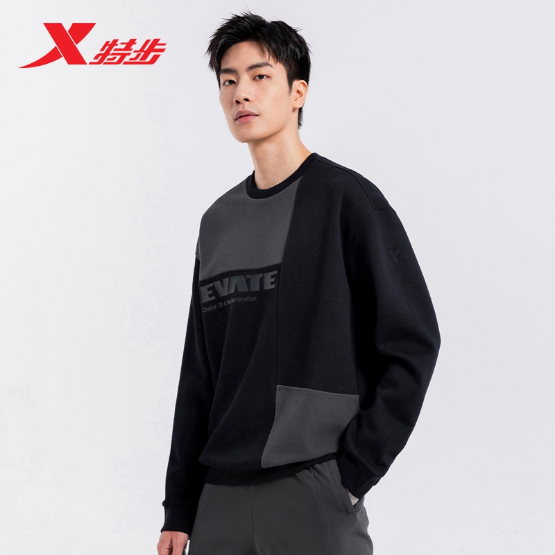 特步套头卫衣男冬季保暖休闲上衣976329920574