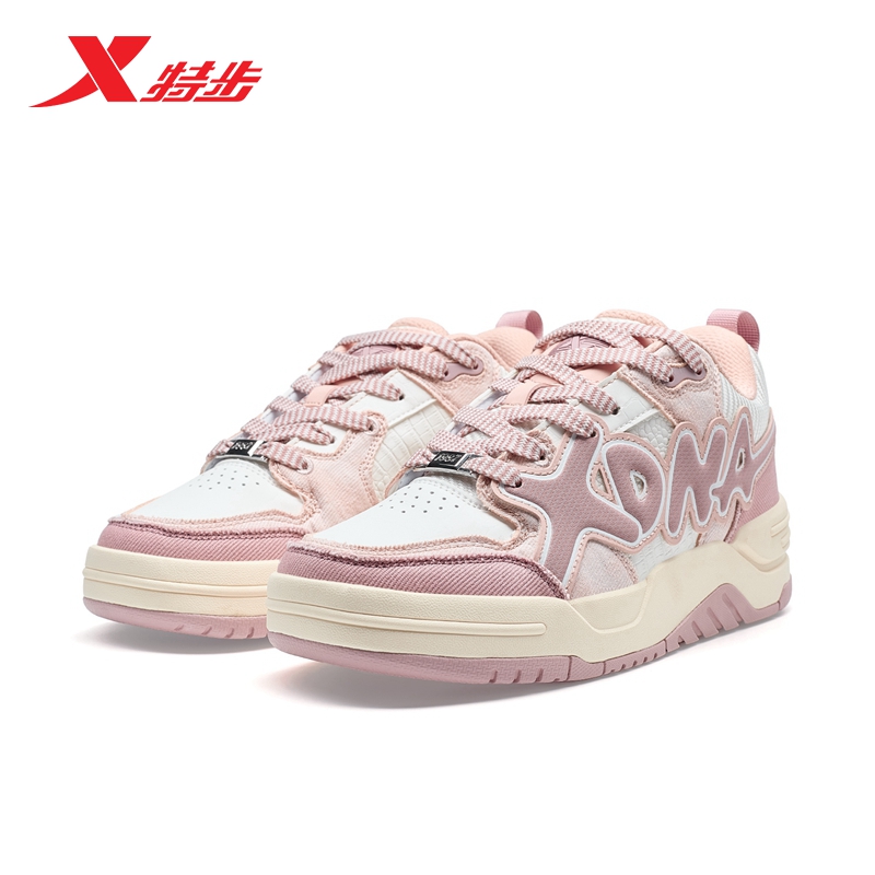 特步欧包板鞋女鞋2025冬季厚底面包鞋百搭情侣款鞋男976418330004