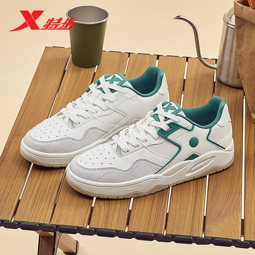 男鞋特步海浪鞋革面休闲鞋