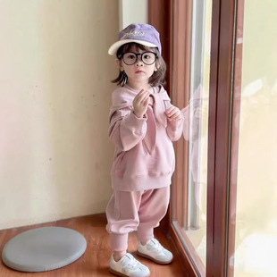 洋气女童套装尖尖帽围巾加绒加厚卫衣加长裤2025秋冬装新款童装潮