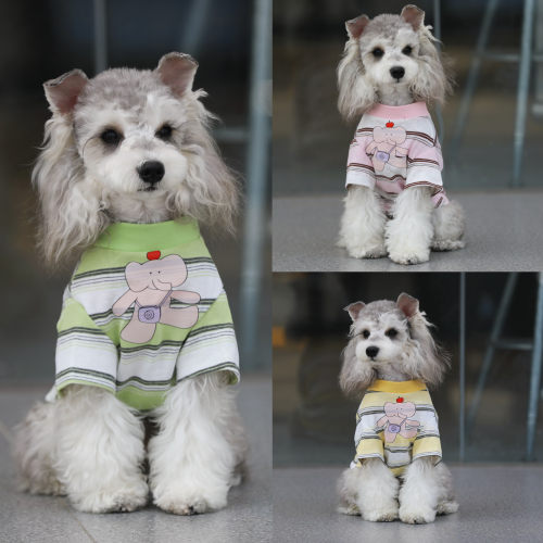 宠物猫狗衣服 夏季三色条纹T恤 室内防掉毛衣服 中小大型犬服