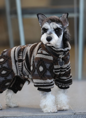 宠物四脚衣冬季夹棉复古棉衣加厚羊羔毛雪纳瑞外套拉布拉多衣服