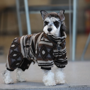 宠物四脚衣冬季 夹棉复古棉衣加厚羊羔毛雪纳瑞外套拉布拉多衣服