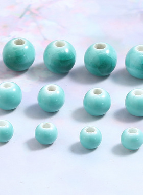小清新陶瓷珠6-10mm翡翠绿串珠手工散珠子diy小饰品手链配件