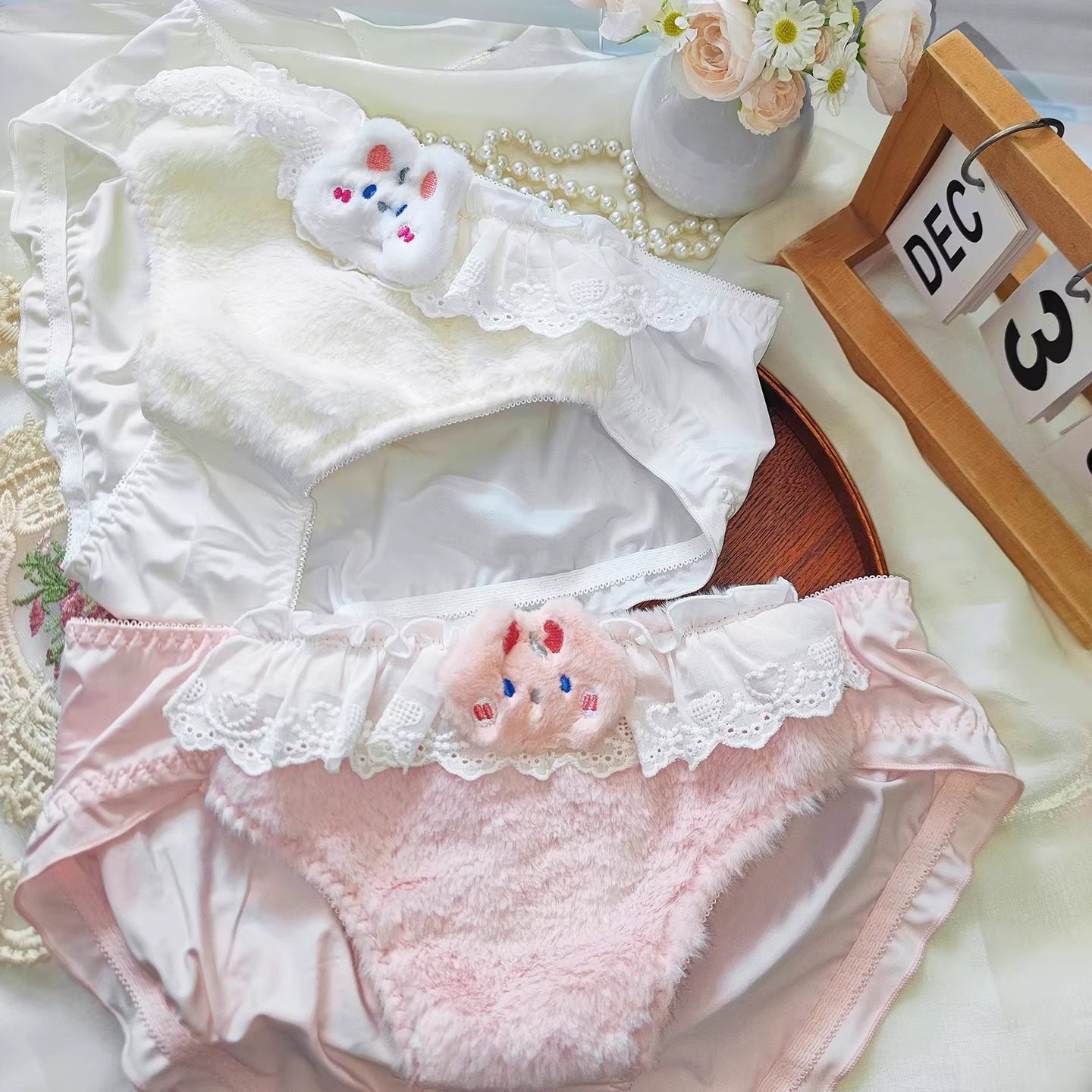 XL码甜美毛绒卡通小兔刺绣女三角裤日系纯棉底裆透气亲肤中腰内裤,女士内衣/男士内衣/家居服,女三角裤,淘宝优惠券,粉丝福利购,淘宝优惠卷