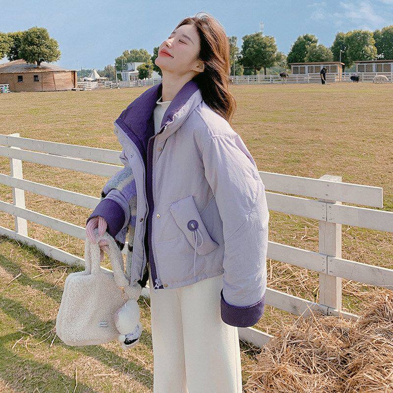 超90鸭绒女紫色羽绒服好看小个子年短款设计感白冬季新款2025学生