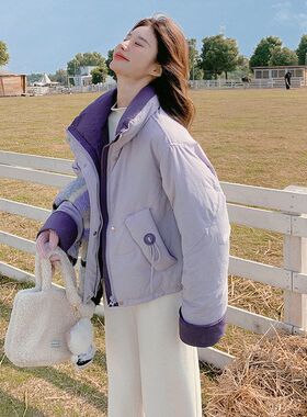 超90鸭绒女紫色羽绒服好看小个子年短款设计感白冬季新款2025学生