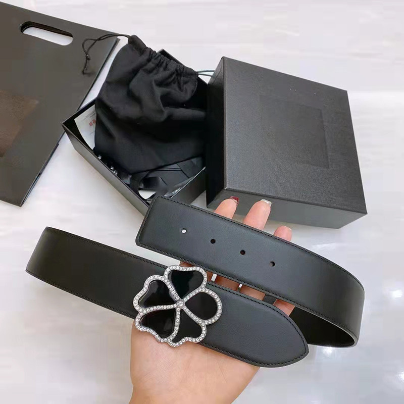 欧洲站奢华女士腰带真皮山茶花水钻重工腰封4厘米百搭优雅2022新