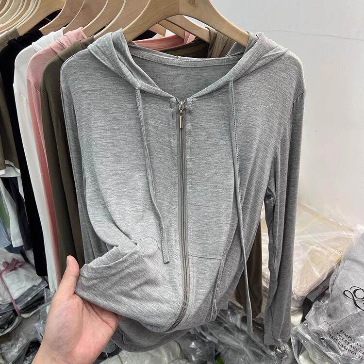 薄款柔软长袖连帽衫开衫女夏装新款百搭T恤防晒衣空调衫上衣,女装/女士精品,T恤,淘宝优惠券,粉丝福利购,淘宝优惠卷