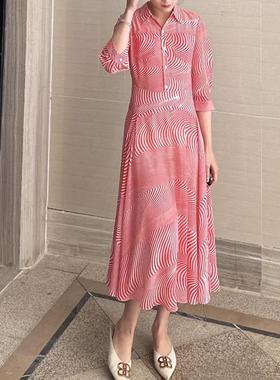 现货速发玛家商场同款2025春新品衬衣式印花连衣裙A1FBW61750