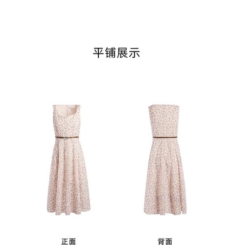 优雅气质吊带裙聚酯纤维植物花卉