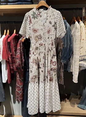 现货速发达家商场同款2024夏新品棉质田园印花连衣裙女DAXU080226