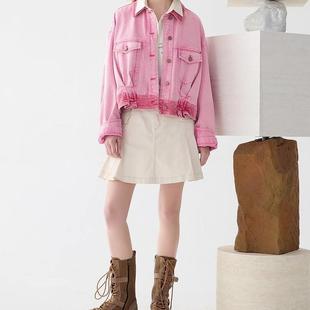 现货速发谜商场同款 特色水洗2025春复古风拼接短牛仔251MW0028