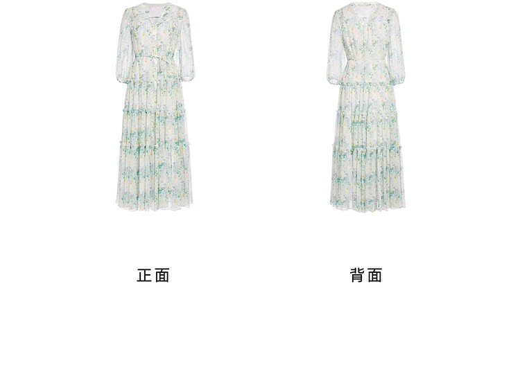 街头A字裙桑蚕丝植物花卉