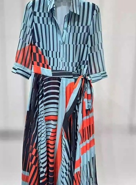 玛家现货速发商场同款2025春乔其印花不对称压褶衬衫裙A1FCW62820