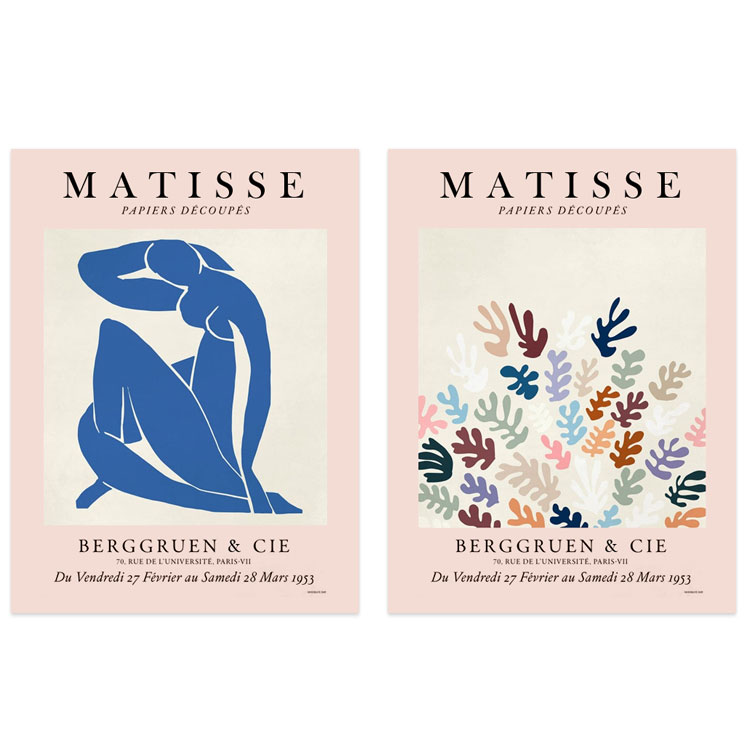 马蒂斯粉色抽象风海报装饰画