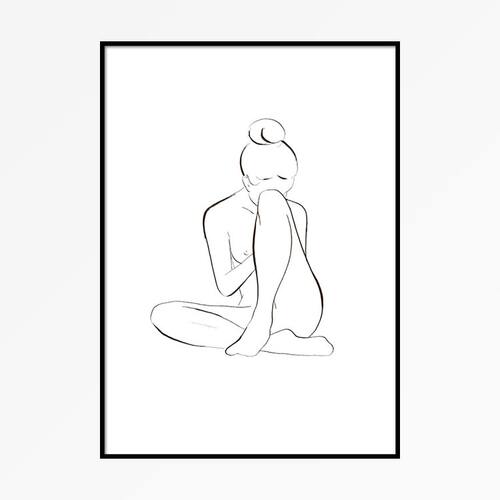 黑白线条芭蕾舞者装饰画