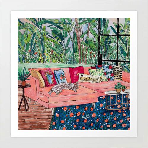 慵懒猫咪小众原版装饰画