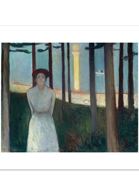 进口美国波士顿博物馆爱德华蒙克Edvard Munch仲夏夜原版装饰画