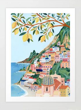 liveart进口美国Ambers Textiles环球旅行风景小众插图原版装饰画