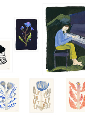 进口丹麦The poster club原版装饰画CLARA SCHICKETANZ钢琴花卉