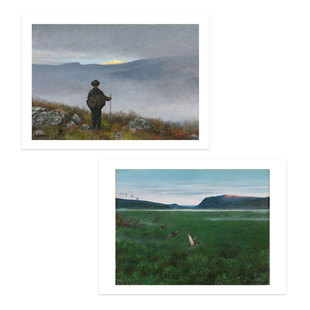 liveart挪威画家Theodor Kittelsen日照金山北欧风景名画装饰画