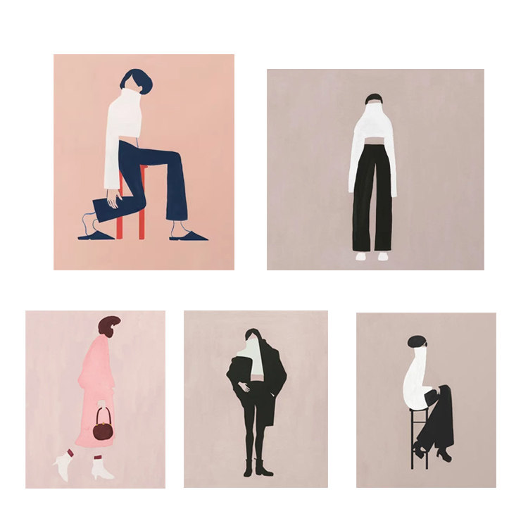 liveart进口美国Megan Galante 粉色简约人物色块原版装饰画海报