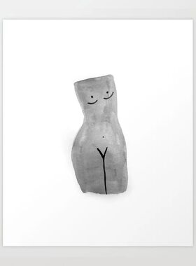 liveart进口美国Bust BW灰色半身雕像 小众插画装饰画海报画芯