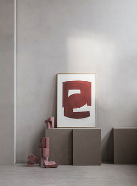 进口丹麦Alium*mogensen lopez 抽象现代简约红色块原版装饰画