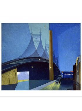 liveart 蓝色桥Ernest Fiene简约建筑经典名画原版装饰画