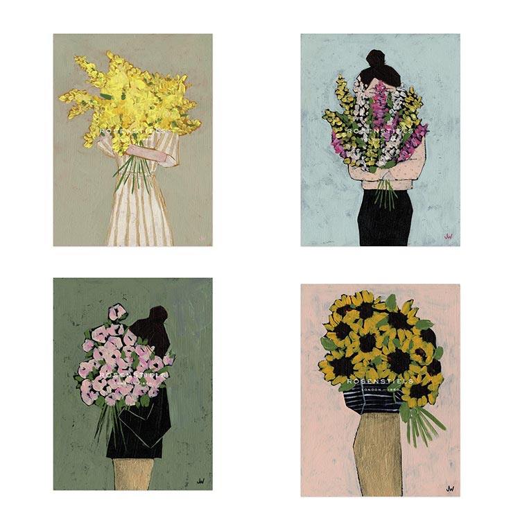 进口英国Rosenstiels 花束女孩Floral 原版装饰画Joelle Wehkamp