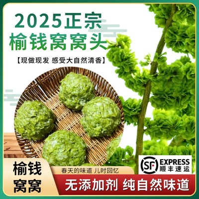 2025榆钱窝窝头新鲜榆钱馒头手工野菜团子粗粮早餐北方面食100g*5