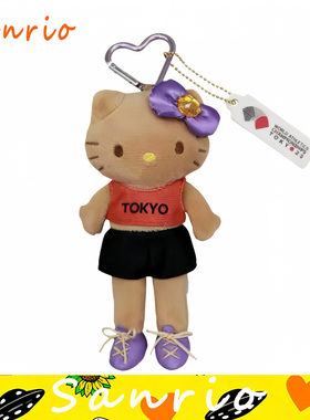 新款日系三丽鸥hellokitty田径世锦赛联名黑皮长腿公仔玩偶包挂件