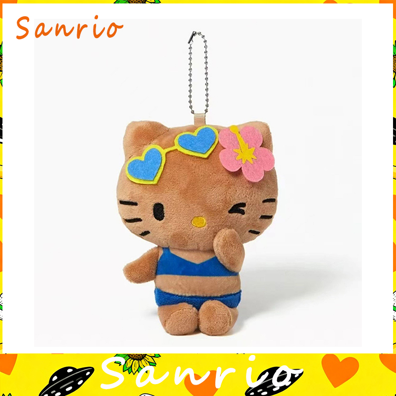 25新款日系三丽鸥50周年纪念款kitty黑皮泳装公仔玩偶包毛绒挂件