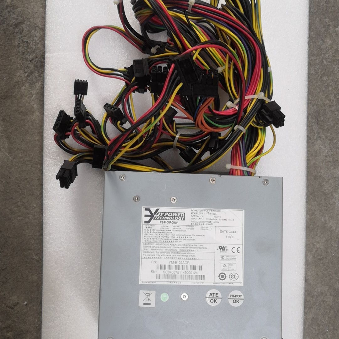 拆机3Y塔式服务器电源 YM-8102A 1000W