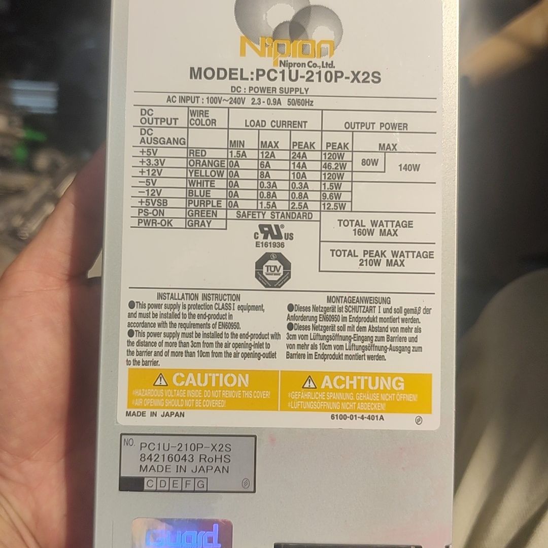 日本Nipron工控机电源PC1U-210P-X2S 拆