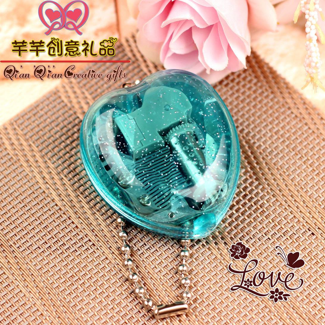 音乐盒八音盒发条迷你心形钥匙扣男女生日儿童圣诞情人节闺蜜