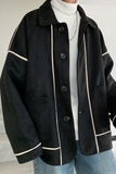2026秋冬新款制服男女撞色麂皮绒宽松休闲风衣学院外套MJ235-P118，男装风衣，电商B288