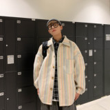 2026秋冬男士大衣彩虹条纹外套宽松毛呢大码休闲外套mj283-p95，女装短外套，电商B288