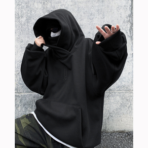 现货！25暗黑连帽加绒连帽仿风领设计大码忍者卫衣B288-WY06-P85图片