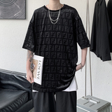 短袖亮面男潮牌宽松夏季T恤潮流嘻哈衣服ins冰丝半截袖tx08-p35，男装T恤，电商B288