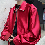 23秋冬亮面炸街金属铆钉夹克JK18-P125现货，男装夹克，电商B288