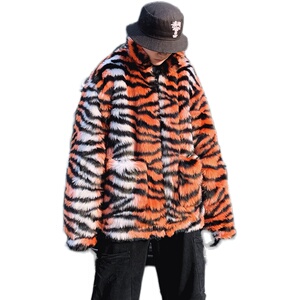 2026新款冬季男士学生仿皮草虎纹潮流棉服外套mj239-p150图片