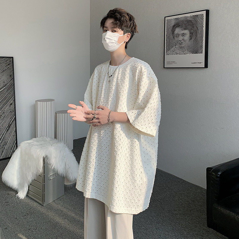23夏季肌理感破坏男士短袖镂空小众仙气圆领T恤上衣DX50-P40,男装T恤,电商B288